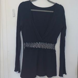 Long sleeved low cut top